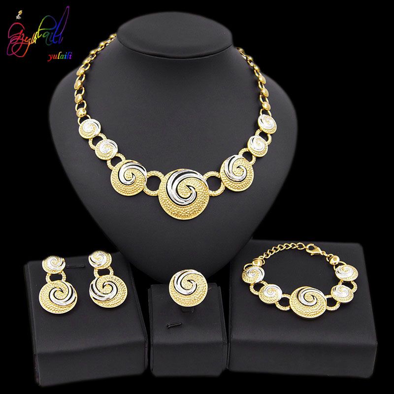 2020 Yulaili Latest Bridal Jewelry Sets Charm Two Tones