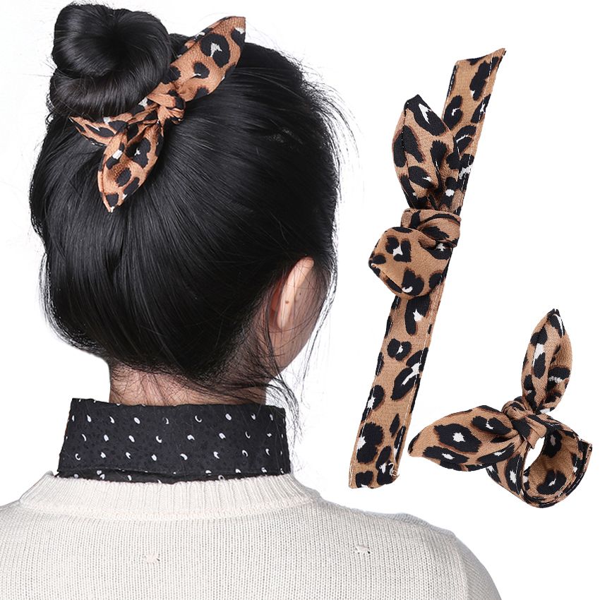 Donut Bun Maker New Hair Bun Making Styling Leopard Ears Hair