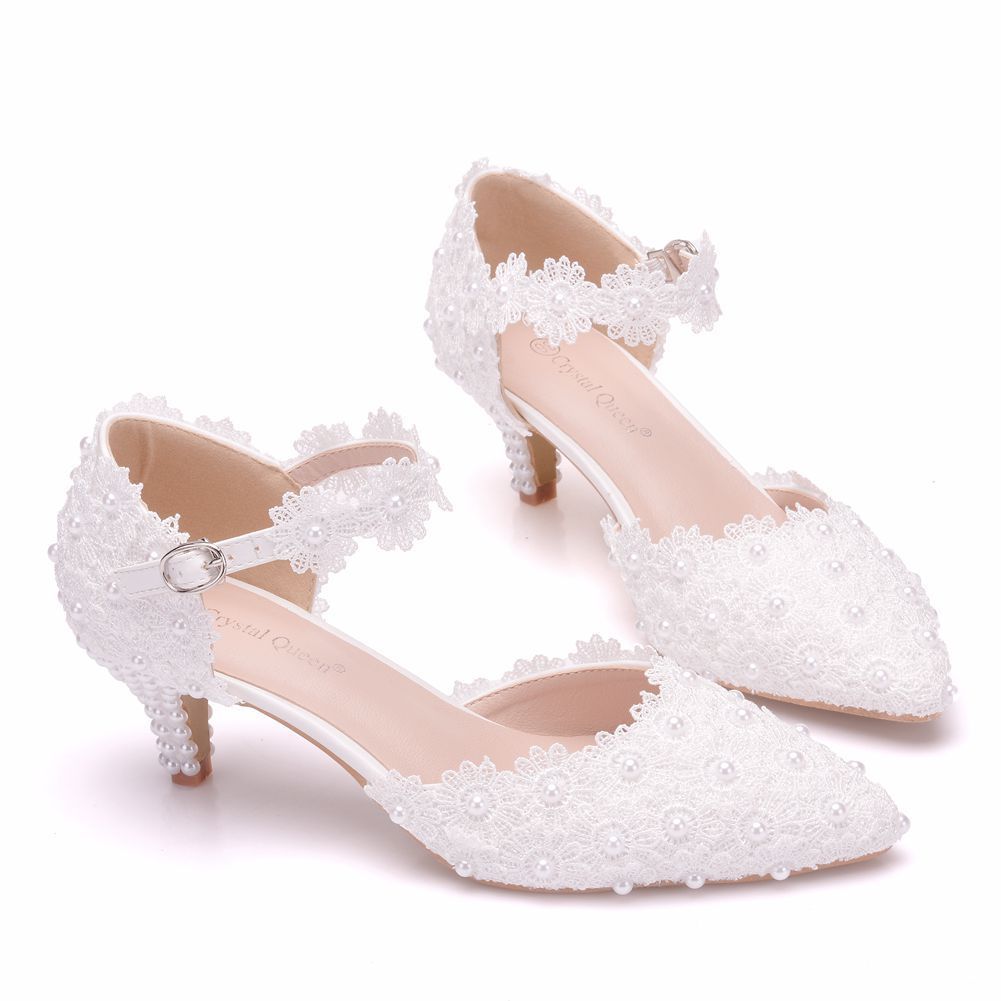 8cm white lace wedding shoes 8cm high heels shoes white lace pink lace sweet pumps princess party heels 2017 elegant shoe
