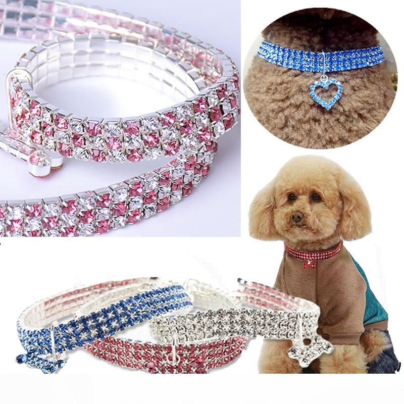 Bling collar del perro casero cristal del gato del de la collares Correa