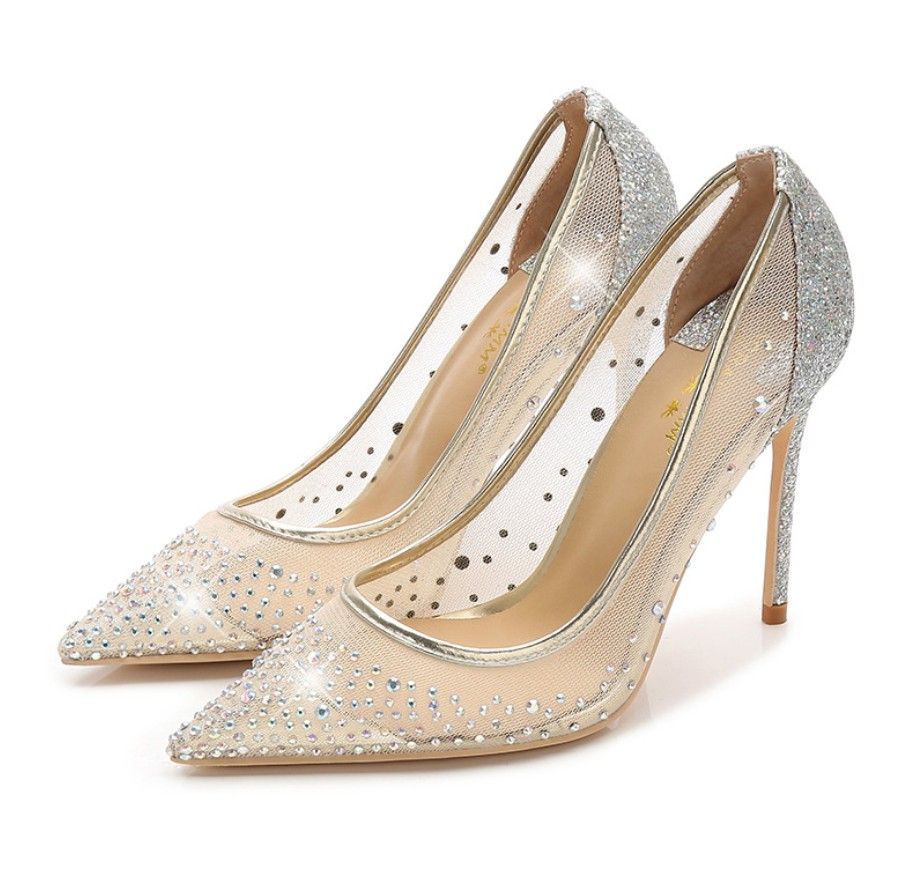 nude crystal shoes