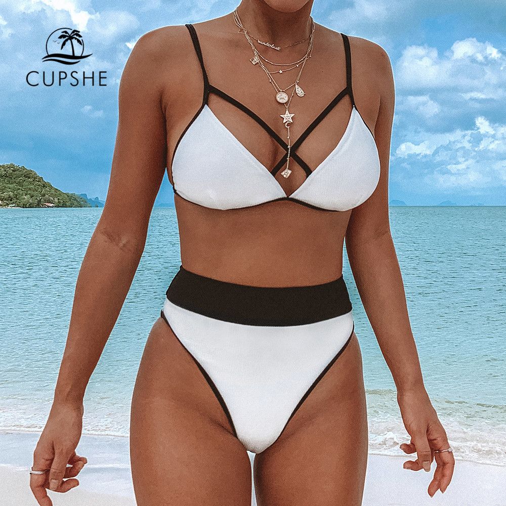 cupshe black and white bikini