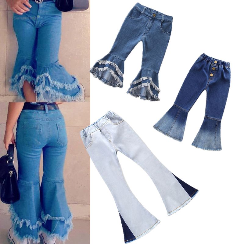 Baby Girls Denim Pants Toddler Baby Flare Pants Kids Clothes Girls