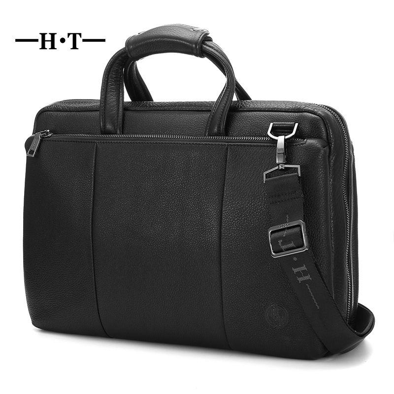 Leather Briefcase Attache Bag Messenger Black Men Handbag Case Business Genuine