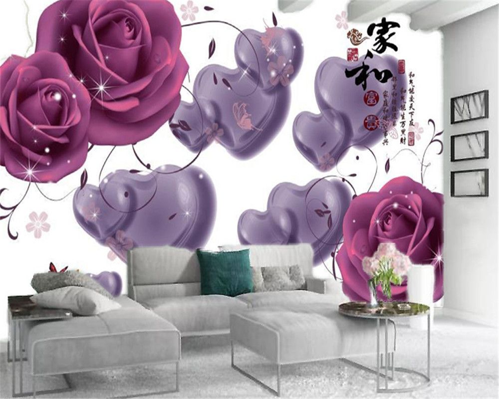 3d Room Wallpaper Custom Photo Purple Love Romantic Rose Home Decor Living Room Bedroom Wallcovering HD 3d Room Wallpaper Custom Photo Purple Love Romantic Rose Home Decor Living Room Bedroom Wallcovering HD