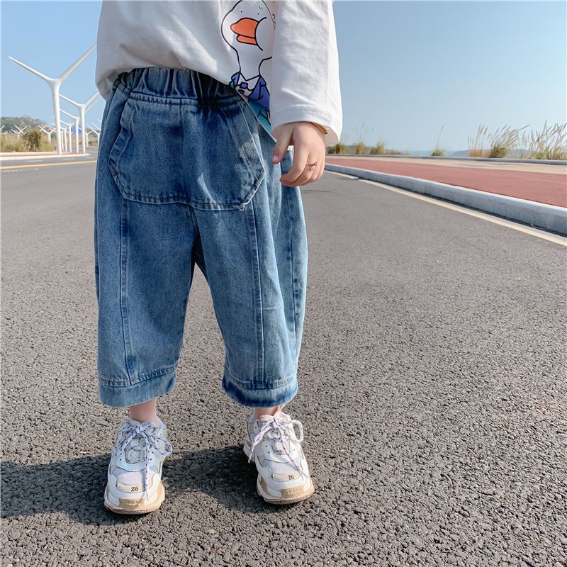 de la moda los pantalones vaqueros flojos nuevos niños de cintura elástica pantalones de