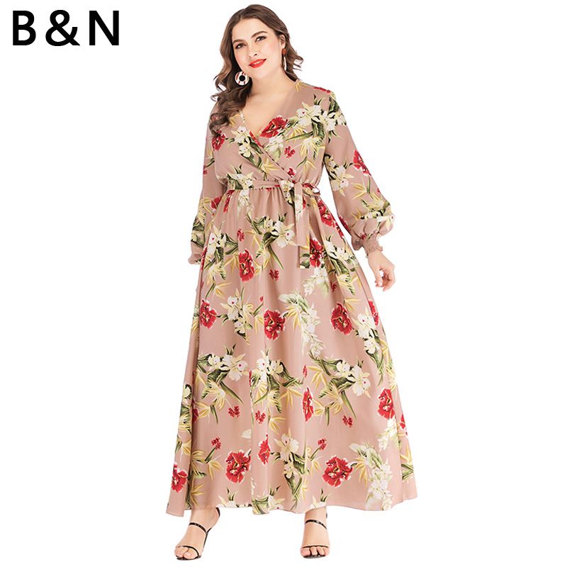 B\u0026N XL 6XL Floral Print Dress Women 