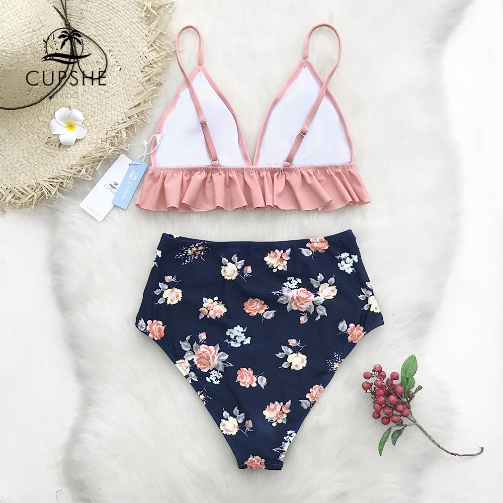 CUPSHE Rosa Bl/üte Floral Badeanzug