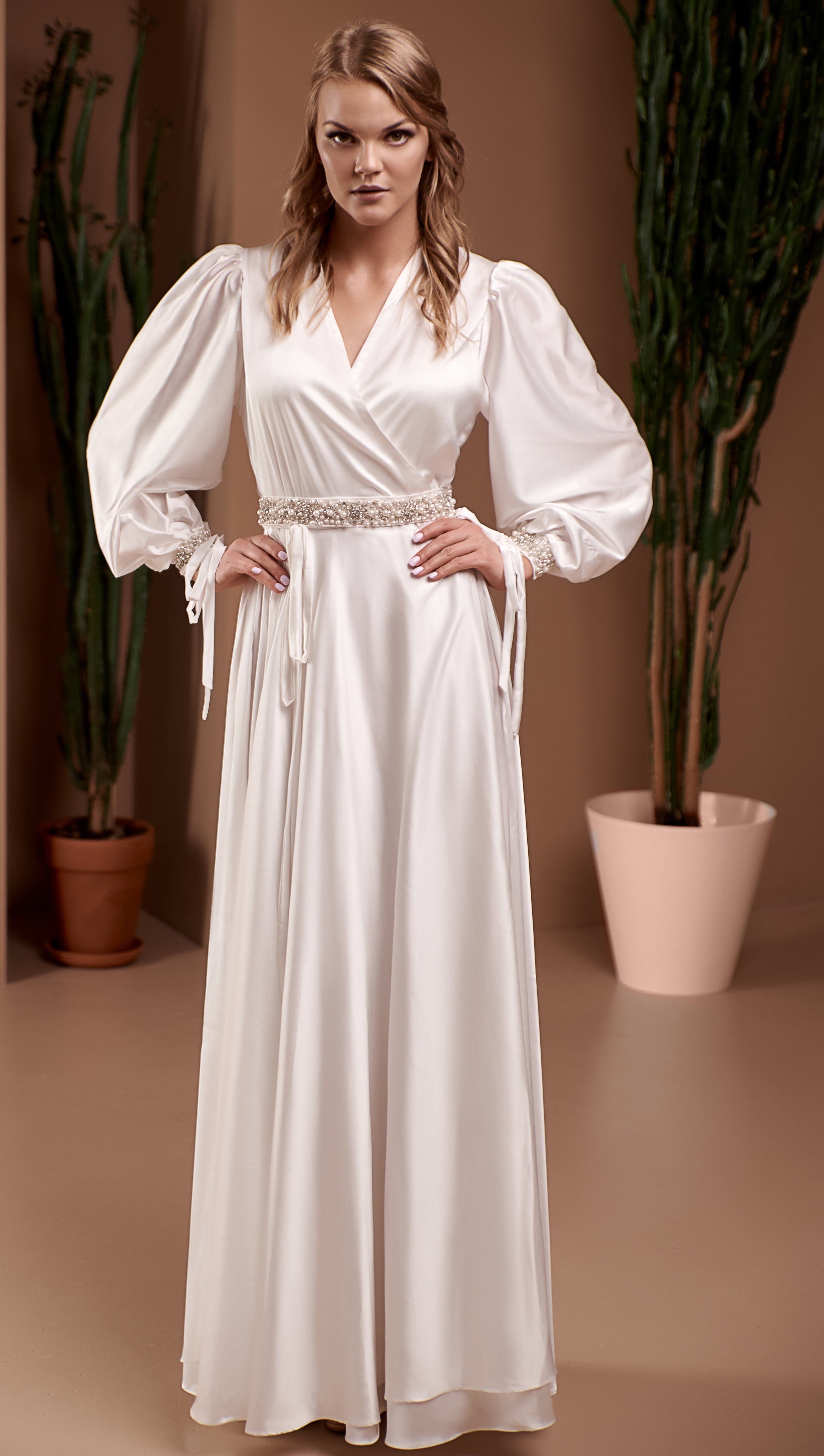 full length silk dressing gown