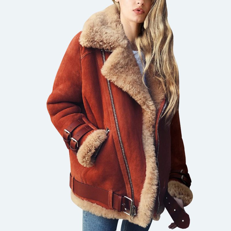 faux fur and suede coat