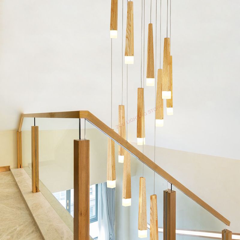 MUMUMI Chuangyou Square Nordic Modern Bedside Chandelier LED Stair Corridor Golden 14w Pendant Light Iron Matte Craft Acrylic Hanging Light for Bedroom 