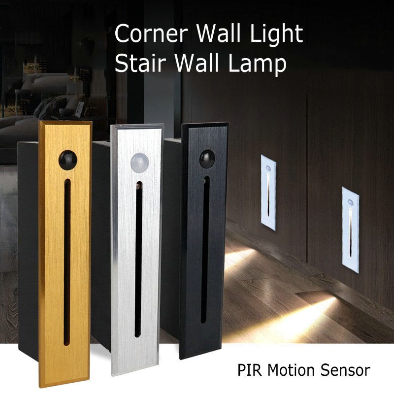 2021 3W LED Stair Light With PIR Motion Sensor AC85V 260V Recessed Wall