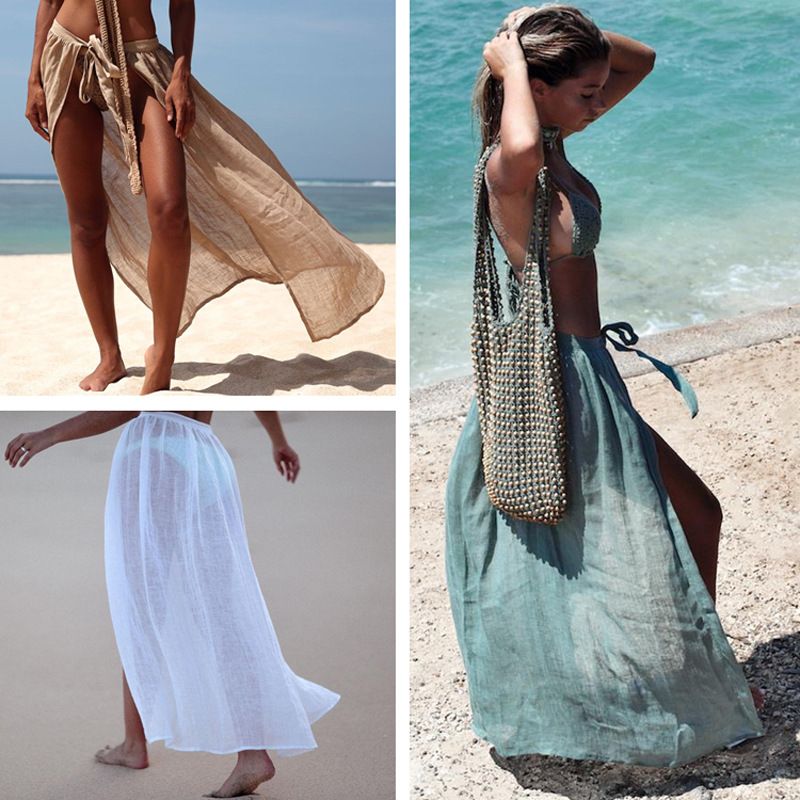 Women Sexy Sheer Mesh Beach Skirt 