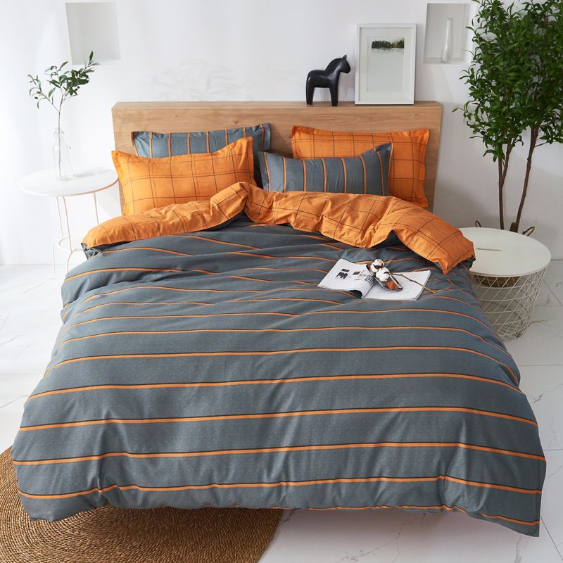 Best Wensd Super Warm Soft Duvet Cover Bed Set Simple Thin Stripes