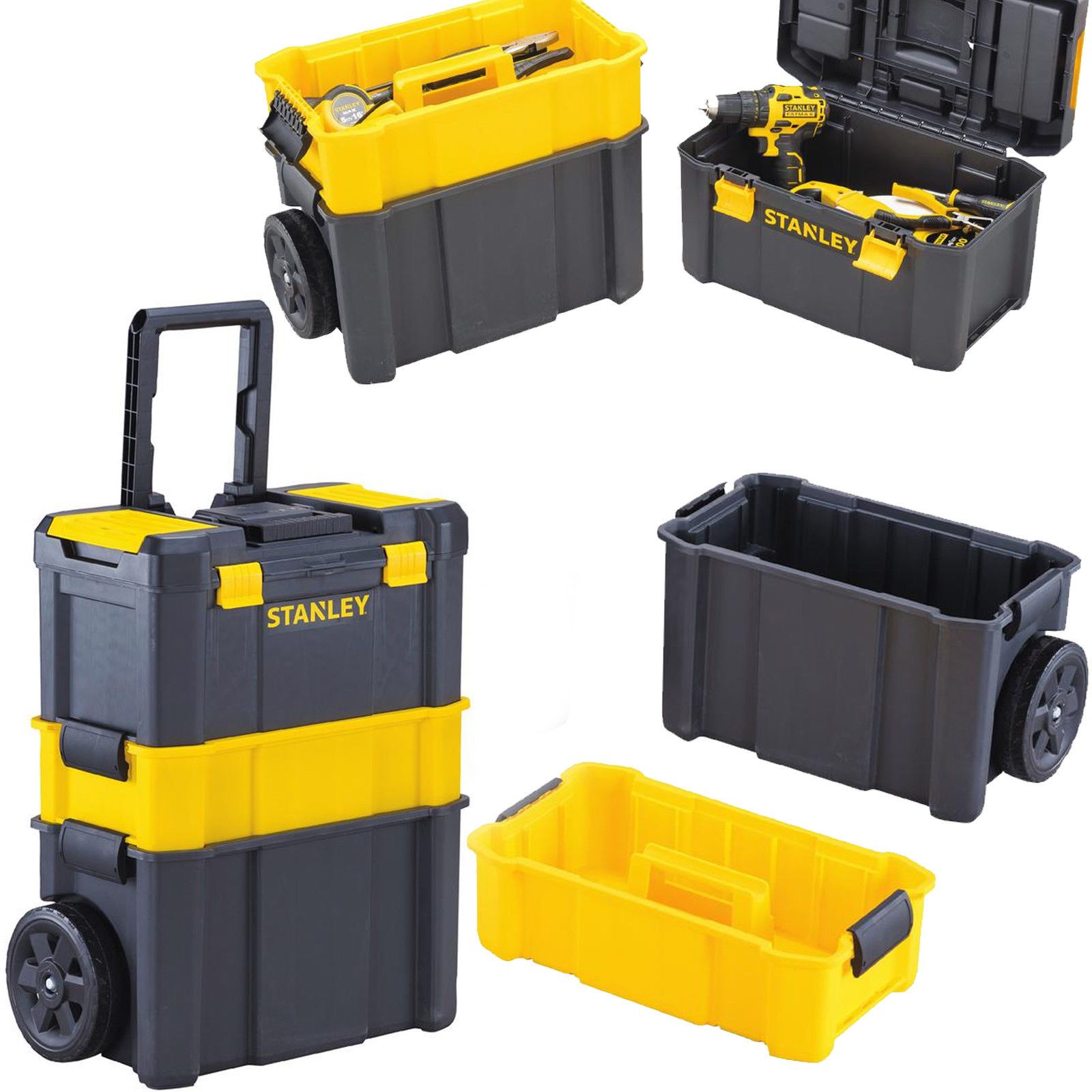 ROLLING TOOL BOX Organizer Portable 3 In 1 Work Center Mobile Wheeled