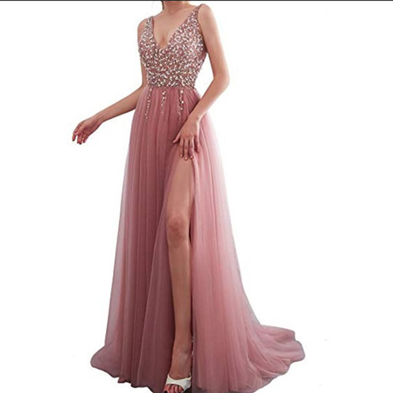 Compra Amazon Wish Sólido Bordado Vestido De Cuello De Pico Atractivo  Moldeado Barato | Entrega Rápida Y Calidad | Es.Dhgate