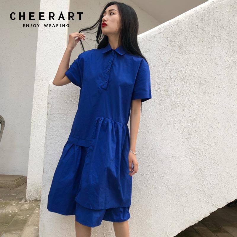 navy blue shirt dress womens