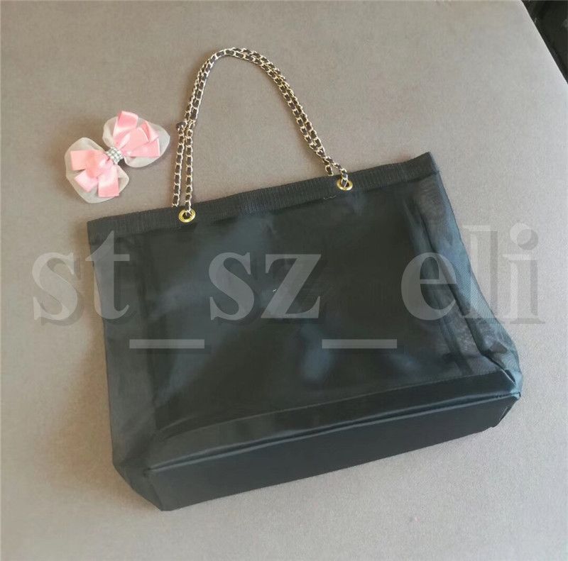 black mesh makeup bolsa