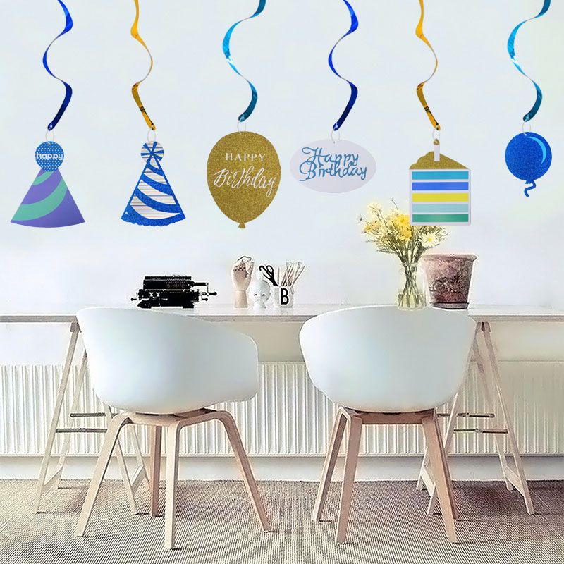 Birthday Party Decorations Adult Diy Happy Birthday Ceiling Hanging Swirl Creative Black Gold Garland Banner Birthday Decoration Favors For Birthday
