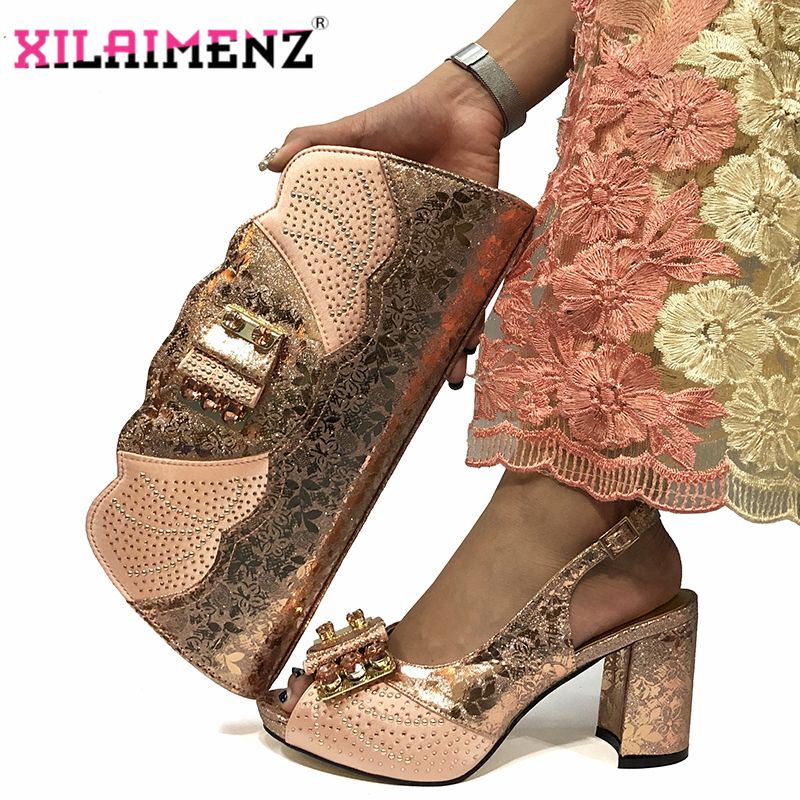 peach sandals and bag