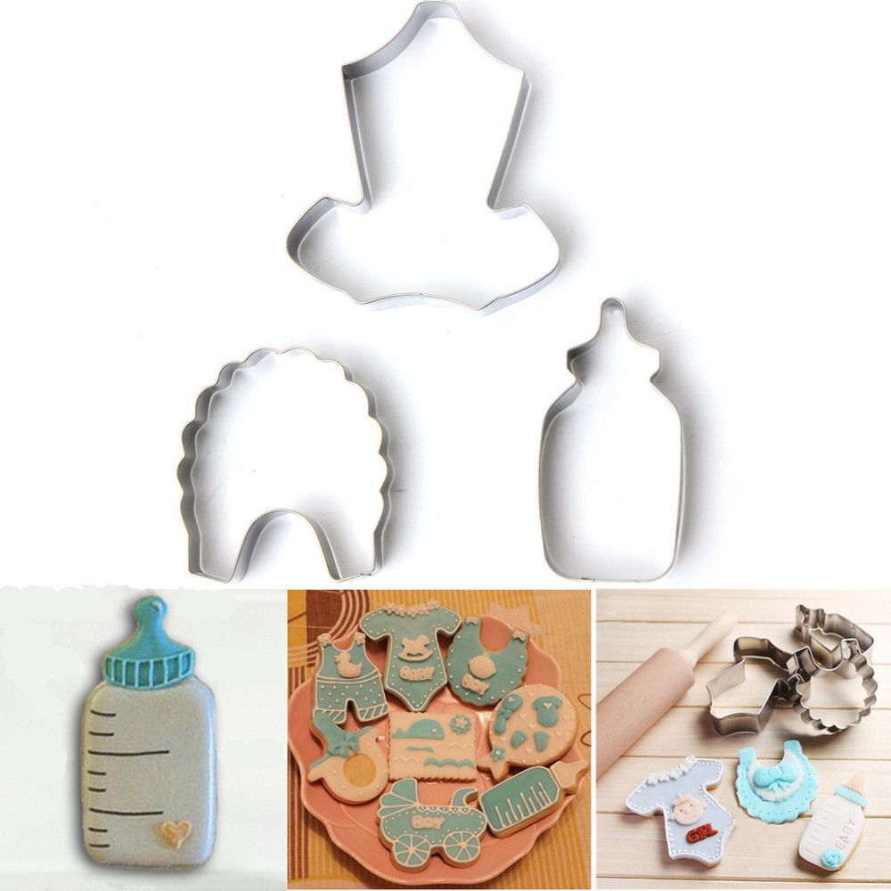 Baby Shower Bottle Bib Cookie Cutters Fondant Cake Mold Baking Cake Decoration Fondant Cake ...