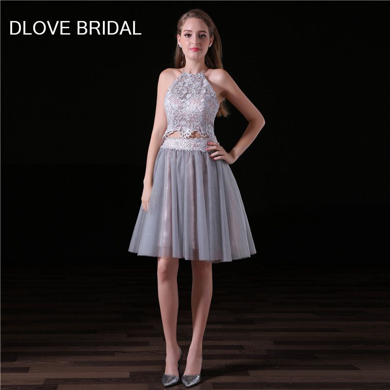 vestido de festa prata curto