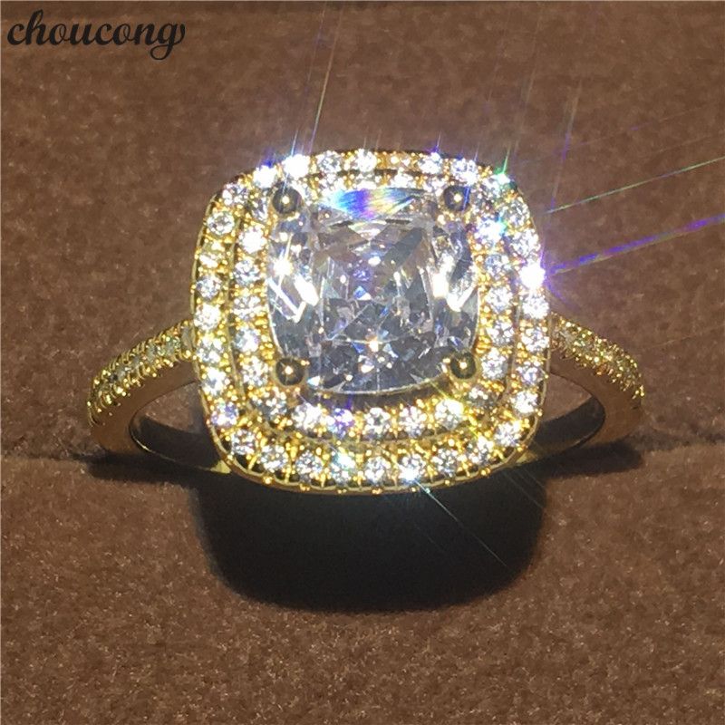 2019 Choucong Lovers Engagement Wedding Band Ring Cushion Cut
