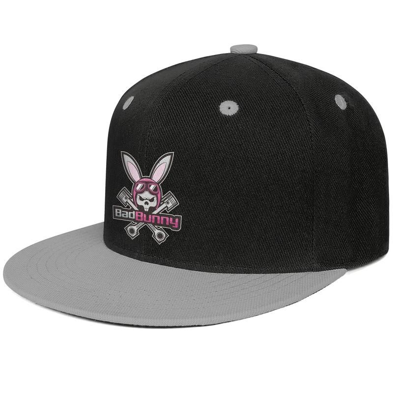 Mens Womens Outdoor Cap Flat Blue-Bunny-Black-Snapback Cotton Hat Structured