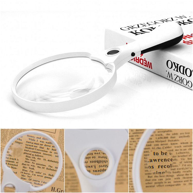 2X Hand Held Magnifier Magnifying Glass Reading Jewelry Loupe Tool with LED