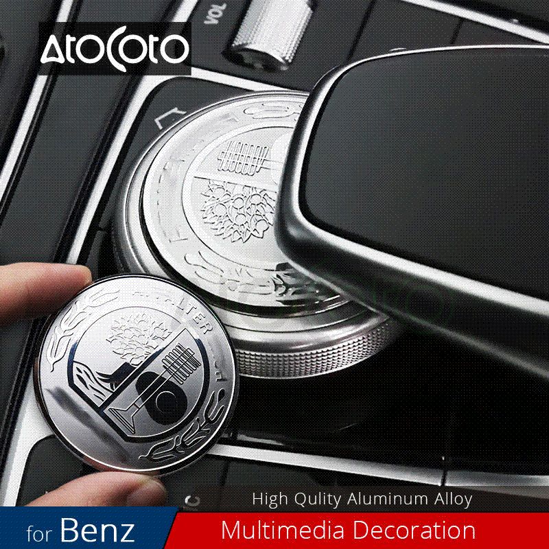 Acheter Car Styling Insigne De Volant Moteur Debut Stop Multimedia Souris Bouton Couverture Embleme Autocollants Pour Mercedes Benz Amg C E Classe De 40 28 Du Xiaolei007 Dhgate Com