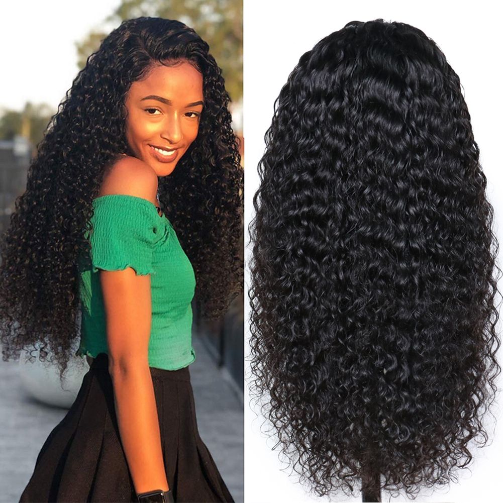 Kinky Curly Wigs 18 Inch Long Curly Wavy Non Lace Wigs Natural