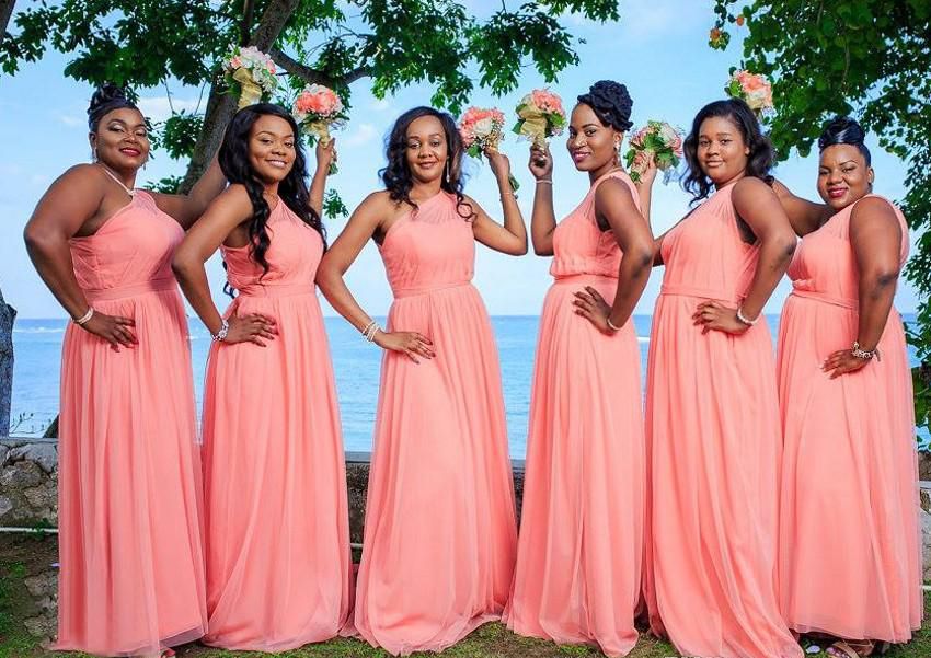 melon bridesmaid dresses