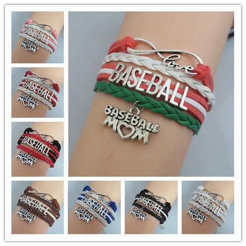 Charm Mamá de béisbol Venta caliente de béisbol Moda Moda Joyería Pulsera Mejores brazaletes de joyería de béisbol Alemania para el equipo