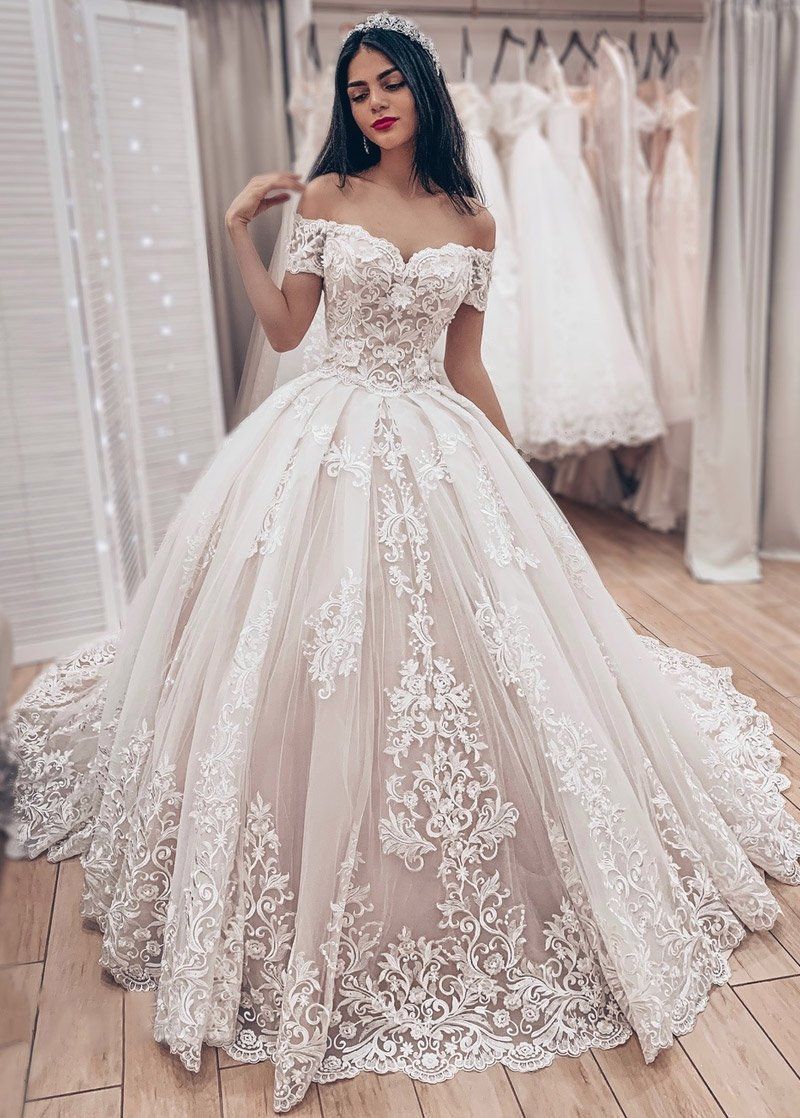 Vestido De Bola De Cenicienta Vestidos De Novia Fuera Del Hombro Princesa  Vestido De Novia Hinchado Manga Corta Vestido Nupcial Vintage Arábiga Boda  De 142,92 € | DHgate