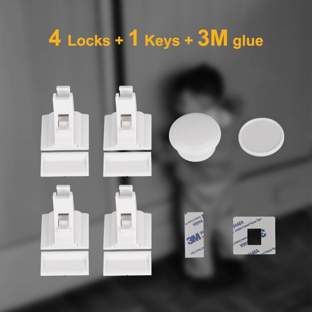 4 Serrures 1 Cle Bebe Securite Magnetique Serrures Ensemble Enfant Enfants Protection Cabinet Porte Tiroir Casier Securite Armoire Verrouillage Securite