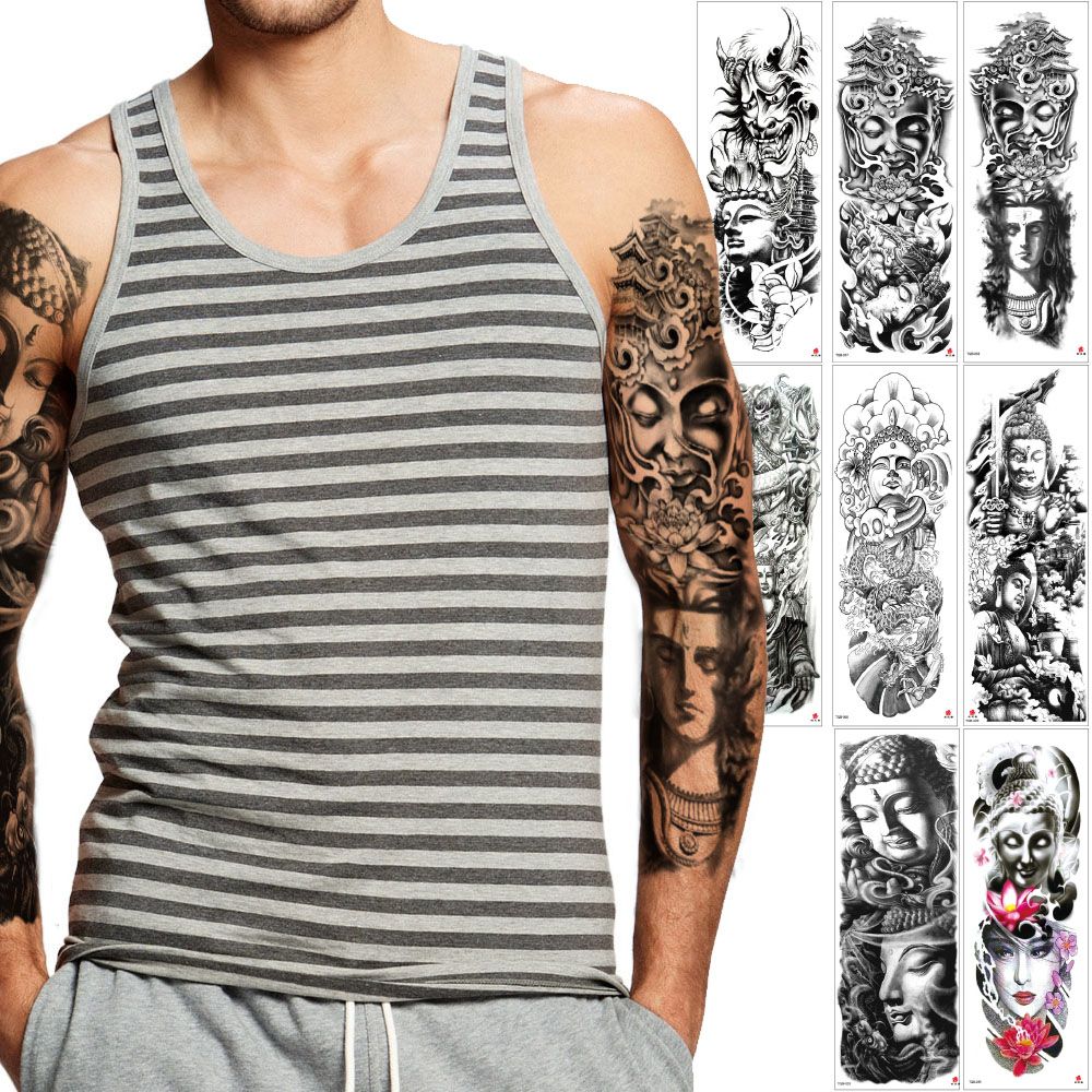 Large Temporary Buddha Tattoo Design Big Sticker Full Arm Sleeve Devil Lotus Flower Beauty Women Decal Waterproof Fake Body Art Tatoo Party Large Temporary Buddha Tattoo Design Big Sticker Full Arm Sleeve Devil Lotus Flower Beauty Women Decal Waterproof Fake Body Art Tatoo Party