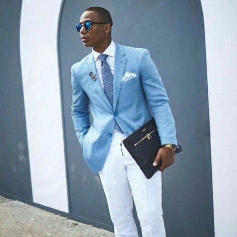 Blue coat and white pants Outlet
