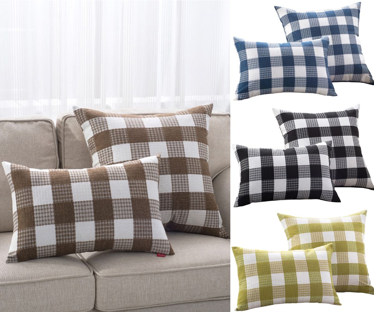 M Mochohome Wholesale Linen Decorative Square Checkered Throw