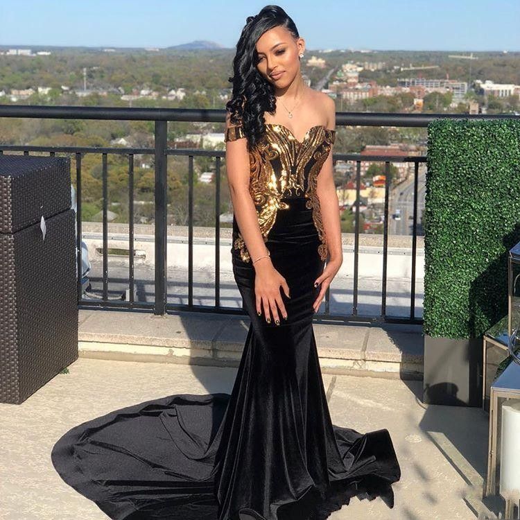 Sparkly Black Gold Evening Dresses 2019 Trumpet Mermaid V-Neck Sequins  Sleeveless Ankle Length Formal Dresses | thepadoctor.com