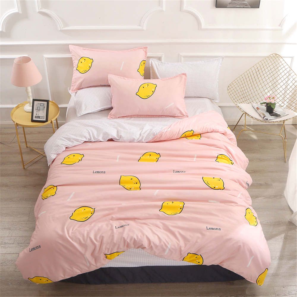 Suger Color Bedding Set Single Double King Size Pink Blue Yellow