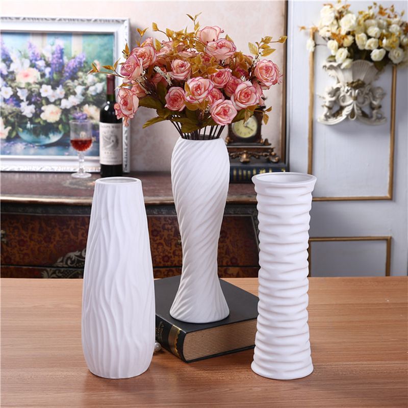 Ceramic Flower Vase Ornaments Creative Living Room White Dried