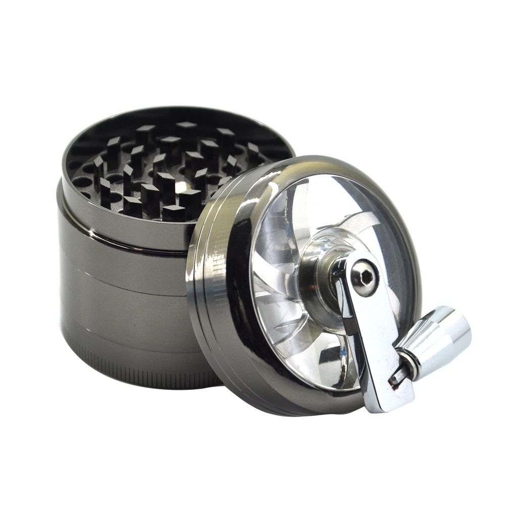 2020 Hand Crank 40mm/50mm/55mm/63mm 4layer Metal Hand Crank Dry Herb Tobacco Grinder Metal