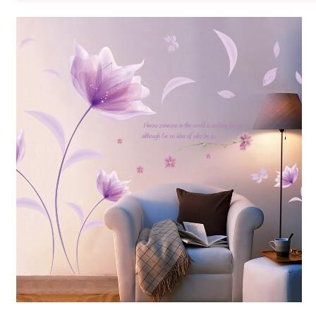Romantic Purple Flowers Wall Sticker Love Living Room Bedroom For Home Decor Art Decals Background Stickers Wallpaper Decoration Stickers For Kids