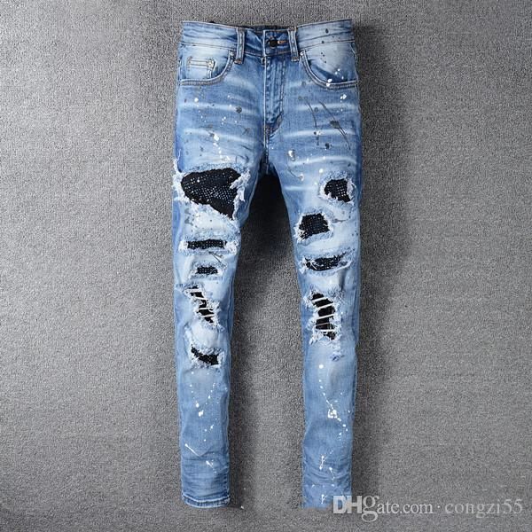 para pantalones vaqueros de diseño ropa de diseño de lujo DISTRESSED rasgado flaco