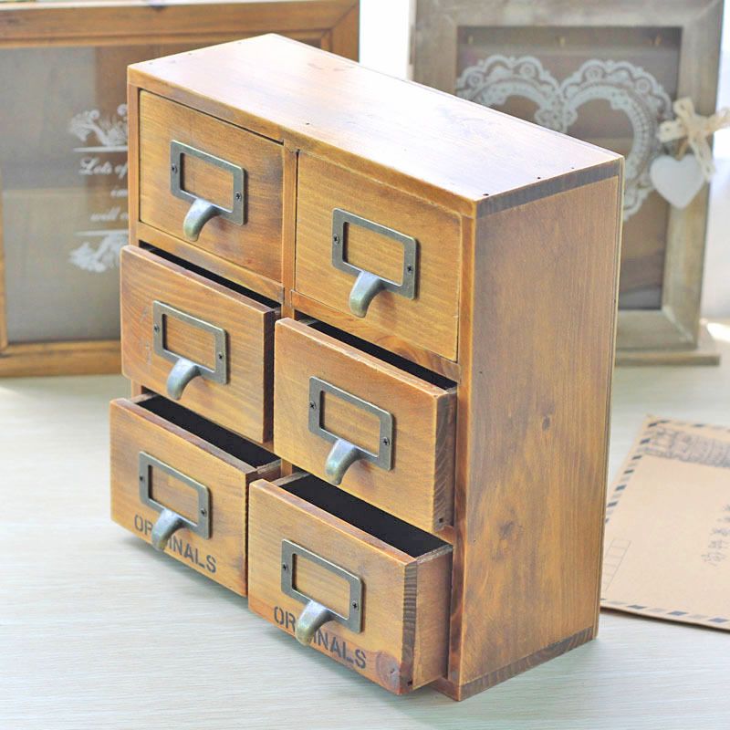 small wood box with drawers