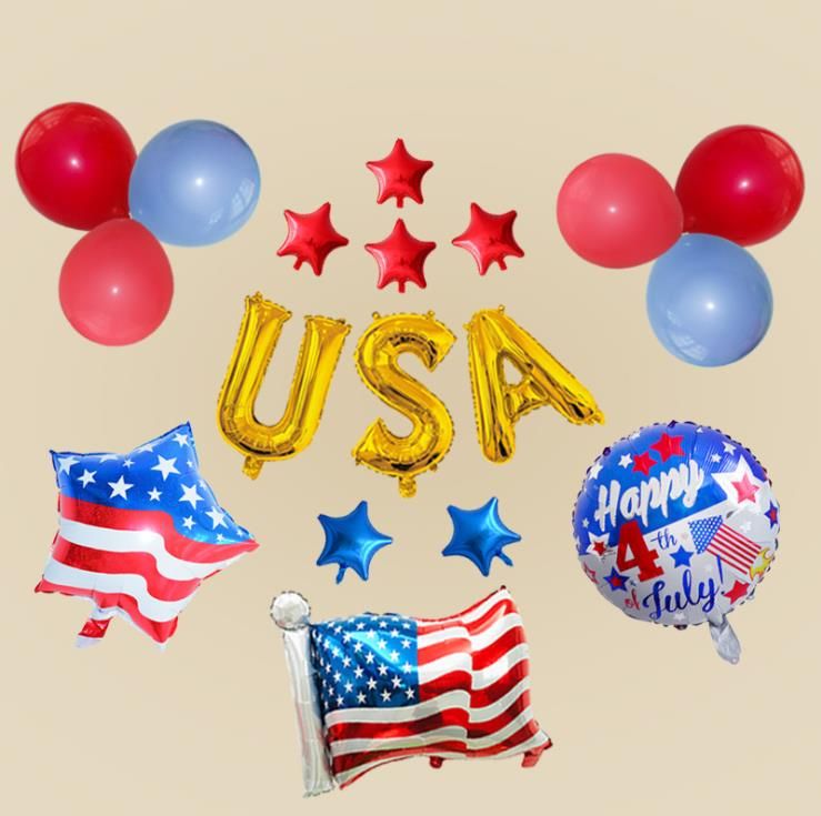 2021 American Independence Day Balloons Set United States 74 Digital Balloon Decoration Aluminum