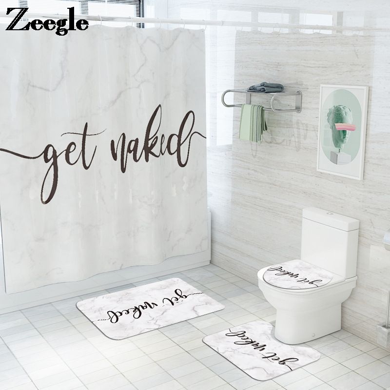 2020 Letter Printed Bathroom Carpet Rugs Bath Mat And Shower Curtain Set Non Slip Bathroom Floor Mat Shower Room Decor Foot Pad From Sophine12 21 82 Dhgate Com
