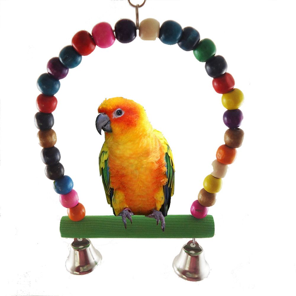 Pet Bird Parrot Parakeet Budgie Cockatiel Cage Hammock Swing Toys Hanging Toy D