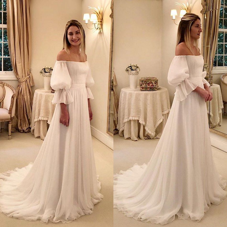 long sleeve chiffon wedding dress