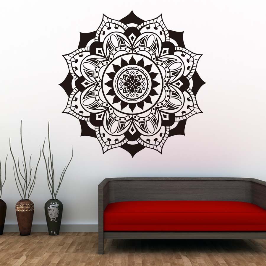 Vinyl Mandalas Wall Decals Indian Pattern Yoga Flowers Wall